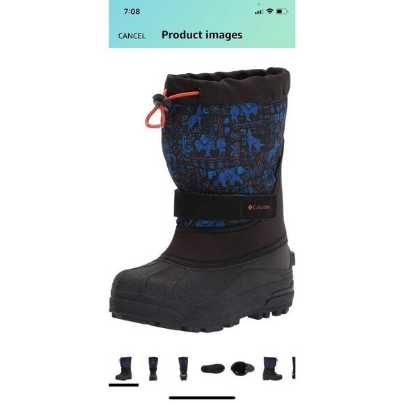 Columbia Boys Size 5 Toddler Powderbug Plus II Print Snow Boot - Picture 8 of 14
